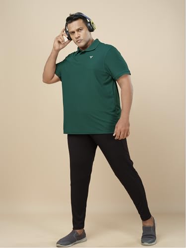Image of TECHNOSPORT Men's Solid Slim Fit Polo Collar T-Shirt MATPIQ Half Sleeve Button Polyester for Gym Golf Casual Anti Odour UPF50+