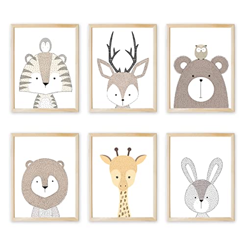 Wandbild Kinderzimmer Mädchen - Kaninchen Wolken Design | Babyzimmer Deko Beige Leinwand