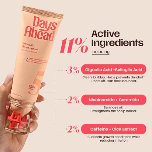 Image of Days Ahead Pre-Wash Reset Serum | For Oily Scalp | Controls Oil, Buildup & Flakes | 11% Active Ingredients | Salicylic Acid, Glycolic Acid, Niacinamide, Ceramide | For All Hair Types | For Women & Men