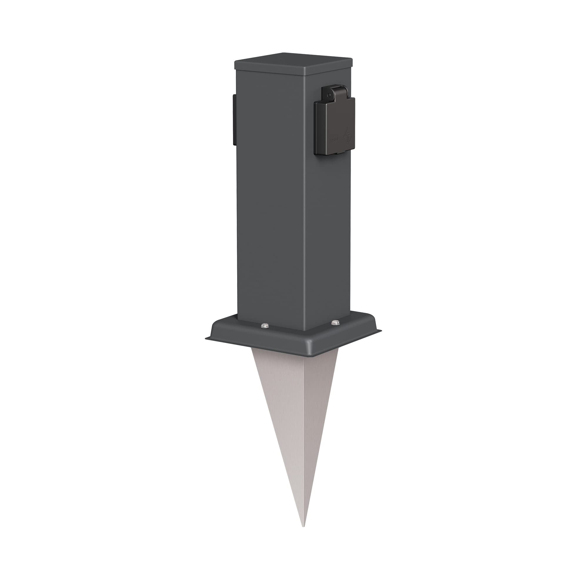 ledscom.de Polly Pilar de Toma de jardín con pincho de Suelo para Exteriores, IP44, 2 Conectores, Antracita, Angular, 27cm