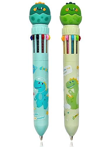 Image of FunBlast 10 In 1 Ball Pens for Writing, Cartoon Design Lightweight Ball Pen with Comfortable Grip for Extra Smooth Writing, Stationery for School & Office, Birthday Return Gift (Dinosaur)