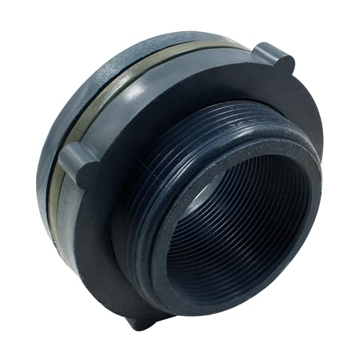 Image of 1pc 2 Inch NPT2 PVC Bulkhead Fitting | Plastic Water Tank Connector, Threaded Thru-Bulk Pipe Fittings, For Rain Barrels, Aquariums, Ponds, Pools
