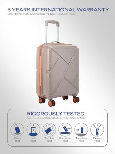 Image of Safari Benson Cabin 8 Wheels 55cm Carry on Trolley Bag Hard Case Polypropylene 360 Degree Wheeling System Luggage, TSA Approved Lock, Trolley Bags for Travel, Suitcase for Travel, Fossil