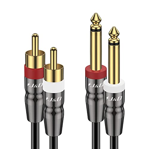 J&D Dual 1/4 inch TS to Dual RCA Cable Heavy Duty 1/4 Male to RCA Male Adapter Stereo Audio Interconnect Quarter inch Cable 25 Feet