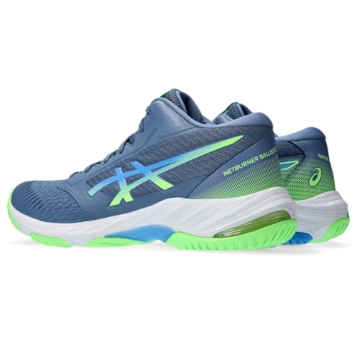 Asics Men's Netburner Ballistic FlyteFoam Mid Top 3 Volleyball Shoe, 11.5, Denim Blue/Waterscape