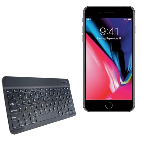 BoxWave Keyboard Compatible with Apple iPhone 8 Plus - SlimKeys Bluetooth Keyboard, Portable Thin with Chiclet-Style Keys - Jet Black