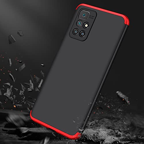 Image of Designerz Hub Redmi Note 11T 5G / Poco M4 Pro 5G Cover Case Ull Body 3 in 1 Slim Fit Complete 3D 360 Degree Protection Hybrid Hard Bumper Back Case Cover Black & Red