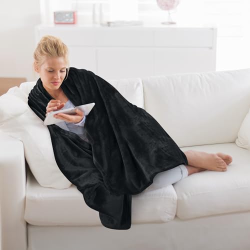 Image of Utopia Bedding Fleece Blanket Throw XL Size Black (50x70 Inches) Ultra Soft Warm Lightweight Anti-Static Cozy Blanket for Bed, Couch, Sofa and Chair, All-Season Home Decor Gift for Men & Women