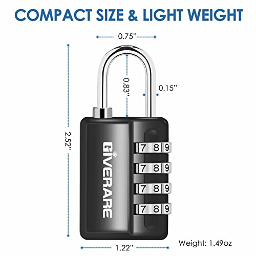 Giverare 4 Pack Combination Lock, 4-Digit Padlock Keyless, Resettable Luggage Locks For Backpack, Gym & School & Employee Locker, Weatherproof Travel Lock For Fence, Backyard Gate, Hasp, Case-Black #TOP1