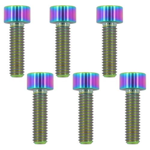 Image of Lightweight Titanium Bolts M6x20, Colorful, 6PC | Lightweight Hex Socket Screws, MTB /Road Bike /Motorcycle, Corrosion Resistant, Marine Grade Fasteners