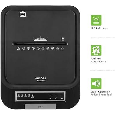 Aurora Commercial Grade 220-Sheet Auto Feed High Security Micro-Cut Paper Shredder/ 60 Minutes/Security Level P-5