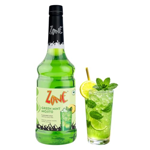 Image of Zone Green Mint Mojito Flavoured Syrup 1L (1000ml) | Cool Mint & Zesty Lemon Blend | Perfect for Mocktails, Lemonades, Iced Teas & Beverages | Ideal for Cafe, Restaurant & Home Use