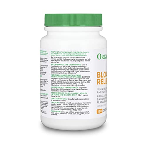 Organika Bloat Relief- Helps Relieve Bloating and Flatulence- Herbal Blend of Sweet Fennel, Turmeric, and Milk Thistle- Digestive Support- 120vcaps - Image 3