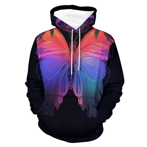 Sweat à capuche papillons colorés hoodie unisexe en taille S