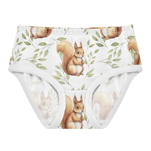 Cute Watercolor Squirrels Leaves White Girls Underwear Toddlers 2t Cotton Girl Panties Cute Fun Undies Kids Briefs