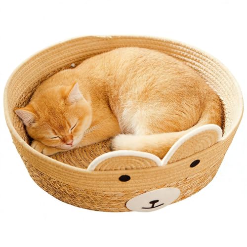 Katzenbett für den Innenbereich, 35 x 35 x 13 cm, atmungsaktiv, Klettverschluss, strapazierfähig, waschbar, für Haustiere, ganzjährig, Baumwolle, Hundebett, für Kitten, Zuhause, Garten, Barn, Indoor
