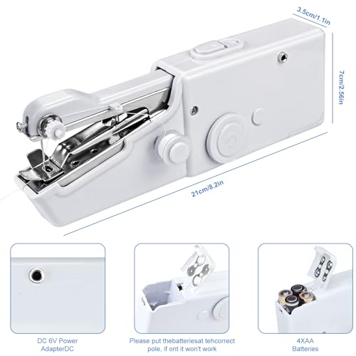 Mini-naaimachine, handnaaimachine voor beginners, kleine naaimachine voor stoffen, kleding, thuis en op reis - handnaaimachines, handnaaimachine UK, naaiaccessoires - perfect voor kleding en gordijnen - Image 5
