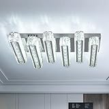 Modern Crystal Chandeliers 6 Lights LED Flush Mount Ceiling Light 20.4