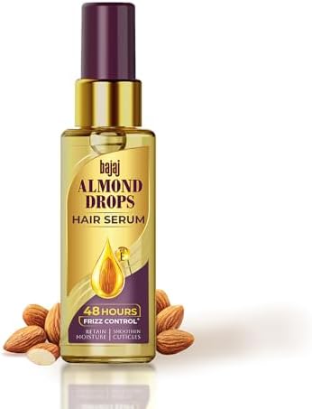 Bajaj Almond Drops Hair Serum 100 ml | With Almond Oil & Vitamin E | Nourishes Dry & Frizzy Hair.