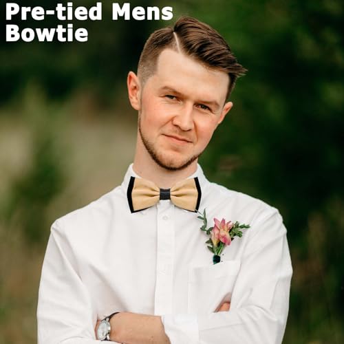 Image of LJBFNN Bow Ties for Men Pre Tied Mens Bow Tie, Adjustable Bowties Men Black and White Bow Tie for Wedding /Party /Casual