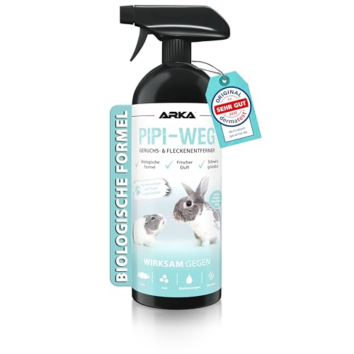 ARKA Nagerkäfig Reiniger Spray 750 ml – Biologischer Geruchs- & Fleckenentferner gegen Urin, KOT & Tiergerüche – Enzymreiniger für Kleintierkäfig & Gehege – PIPI