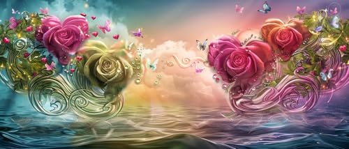 Diamond Painting Fleur pour Salon : Kit 5D Grand Format 50x100cm - 4