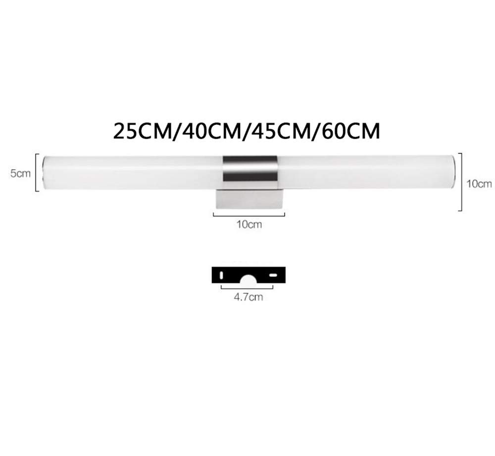 Lampada a LED da 8W per Specchio da Bagno - Impermeabile IP44, Applique da Parete con luminosità 6000K, Risparmio energetico, 40 cm, Acciaio Inossidabile, Ideale per Illuminazione