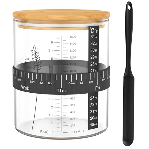 1/2Pcs Sourdough Starter Jar Kit, Large Capacity Borosilicate Glass Fermentation Jar with Complete Accessories, Safe & Precise Sourdough Starter Kit for Perfect Dough Fermentation (1)