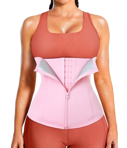 LEINIDINA Waist Trainer for Women Corset Belt Waist Cincher Faja Shapewear, Pink, XX-Large