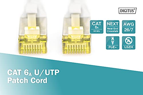DIGITUS Kabel LAN Cat 6A – 3 m – U/UTP nieekranowany – 10 Gbit/s – 500 MHz – PoE+ – AWG 26/7 – LSZH – kabel sieciowy RJ45 – kompatybilny z Cat6 i Cat7 – szary