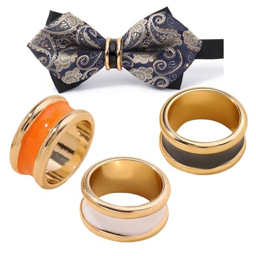 Image of SYWDUDUCLT Scarf Ring for Women's Shawl, Silk Neckerchief, Tshirt, Gold /Sivler, S /M /L, 2 Pcs