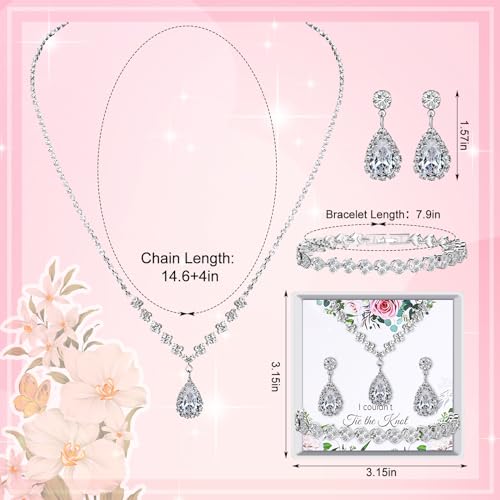 Remuuly 6 Pcs Bridesmaid Jewelry Sets for Wedding Rhinestone/Pearl Earrings Necklace Bracelet with Card for Wedding Proposal2