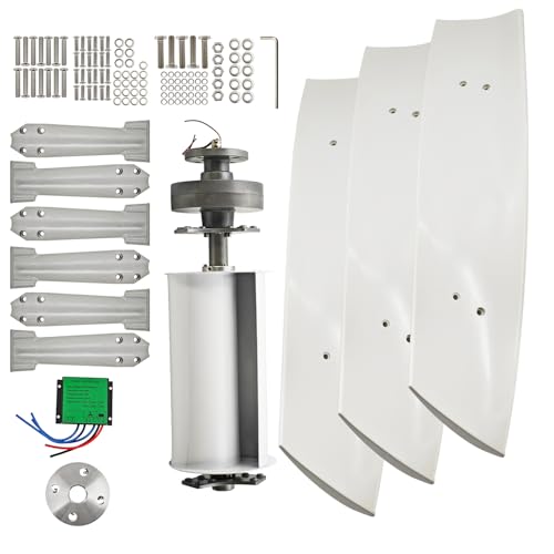 500W 12V 24V 3-Blade Wind Turbine Generator Permanent Magnet Generator Vertical Axis Wind Turbine Generator for Home, Farm, RVs, Boats, Gazebos