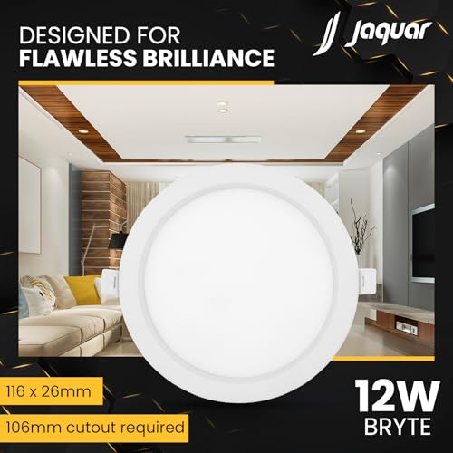 Image of Jaquar 12W Bryte Slim Downlight Warm White with Aluminum Housing-Built-in Driver | High Lumens | Slim Design | 2-Year Warranty | Easy and Quick Installation | Pack of 2
