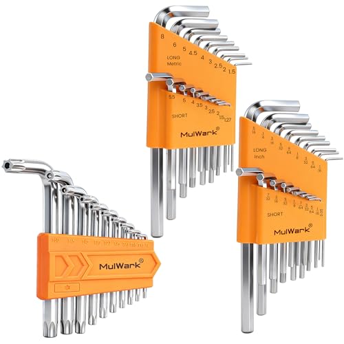 Image of MULWARK Allen Wrench set Metric & SAE with Torx, Allen Key And Hex Key Tool Kit, Chrome Vanadium Steel, Bike Repair DIY Hand Tools, 46 Pcs
