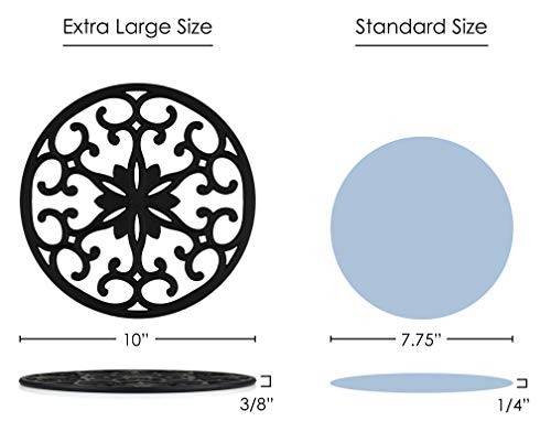 GASARE-Extra-Large-Thick-10-Silicone-Trivets-for-Hot-Dishes-Pots-and-Pans-Hot-Pads-for-Countertops-Flexible-Dishwasher-Safe-10-x–Inches-Set-of-3-Black GASARE Extra Large Thick 10 Silicone Trivets for Hot Dishes Pots and Pans Hot Pads for Countertops Flexible Dishwasher Safe 10 x–Inches Set of 3 Black