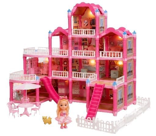 Image of HIGHTOYSWORLD Doll House 11 Storey Miniature Toy Building | 4 Dolls Included, Ages 6 and Above, 120 Min Assembly (11 Room)