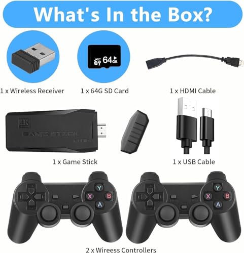 Image of Generic Wireless Console Retro Video Game for TV- 4K Ultra HD | Video Game Console | 21000+ Classic Games | 10 Emulators | Dual-Player Setup | 2.4G Wireless Game Stick for All Age Group