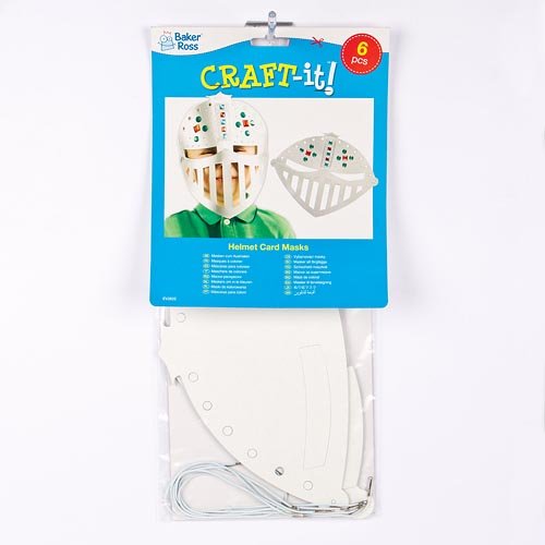 Baker Ross EV2822 Helmet Face Masks for Children to Decorate and Wear as a Part of a Costume at a Fancy Dress Party (Pack of 6), White - Image 3