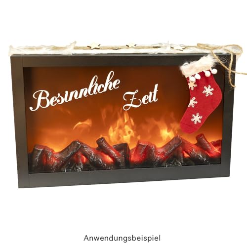 Ideen mit Herz LED-Kamin | Deko Kaminfeuer | elektrisch | ohne Heizung | realistischer Feuer-/Flammen-Effekt | 41 x 10 x 25 cm | mit Timer-Funktion (6 Stunden AN | 18 Stunden AUS)