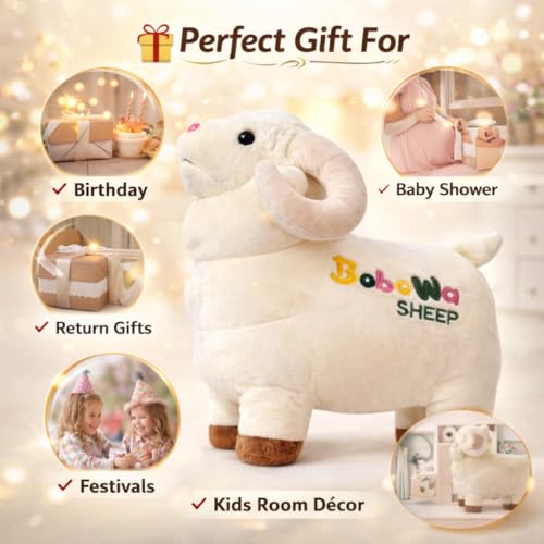 Image of Soft Sheep Plush Toy 45 cm | Cute Stuffed Animal for Kids | Ultra Soft Fabric | PP Cotton Filled | Baby Safe Soft Toy | Birthday Gift for Boys & Girls | Room Decor