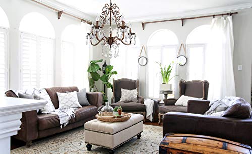 Saint Mossi 5-Lights Crystal Chandelier in Farmhouse Chandelier Style,K9 Crystal Pendant Light Rustic Chandelier for Bedroom,Dining Room,Living Room,H24" x D23",Chain Adjustable - Thumbnail 6