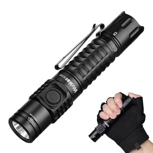 Wurkkos FC12C Taktische Taschenlampe, 1600 Lumen Taschenlampe LED Aufladbar, Extrem hell Led Taschenlampe mit Taktischen Schalter LED Flashlight IP68 Wasserdicht, Buck-Konstantstromtreiber