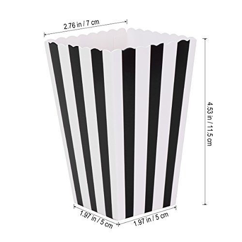 Nuolux Kids Snack Container 48Pcs Popcorn Boxes Cardboard Candy Container Rugby Stripe Wave Dot Pattern (Black) Black Decor #TOP3