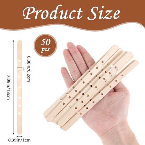 Sibba Wooden Candle Wick Holders 50 Pcs Candle Wicks Centering Device Multiwick Bars Wax Stick Clips Making Crafting Supplies Large Wick Holders for DIY Material Package Mold - Image 2