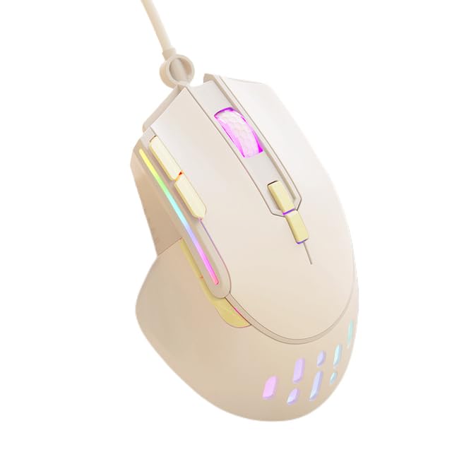 AECOMP - RGB Ergonomi Laptop Mice DPI Wired Gaming Mouse 9 Button E-sports Mouse Macro Definition Programming for PC Desktops Gamer (Cheese Version SA)
