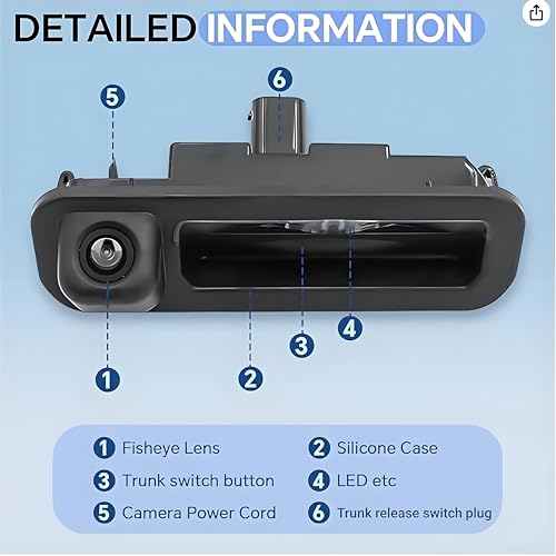 Image of Rear View Camera, Backup Camera for Ford Focus 2012 2013 2014, 480p HD, 170 Wide Angle, Night Vision, Easy Installation