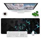 Black Desk Mat Large Gaming Mouse Mat Black Keyboard Mouse Pad XL Desk Pad Office Accessories (Technology - Black)