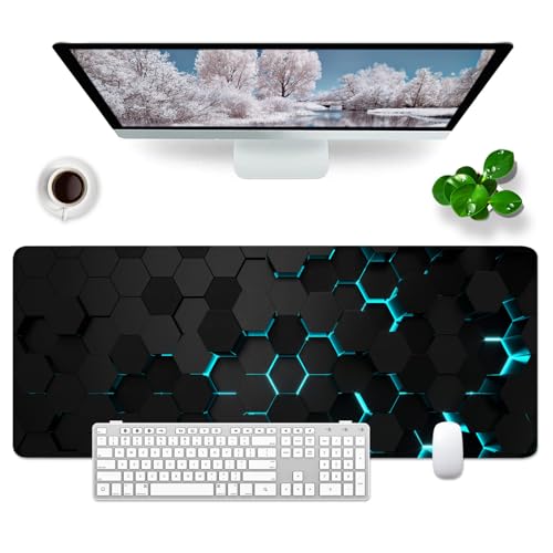 Black Desk Mat Large Gaming Mouse Mat Black Keyboard Mouse Pad XL Desk Pad Office Accessories (Technology - Black)
