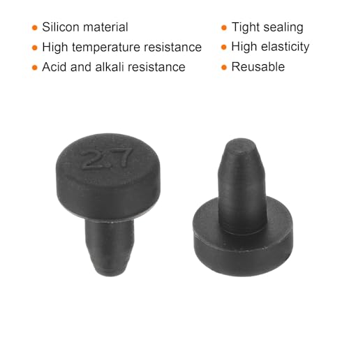 Image of uxcell High Temp Silicone Plug Mount Dia 2.7mm /0.11 Inch t Shaped Rubber Stopper Hole Plugs for Powder Coating Plating Waterproof Plugs Sealing Plugs Black Pack of 12(OD 5.5mm)